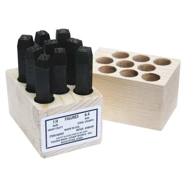 Young Bros Stamp Works Heavy Duty Number Set, 5/8in H, Gothic - 10093