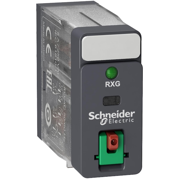 Relevador Schneider Electric, 120V AC de voltaje de bobina, 2 contactos normalmente abiertos (C/O) - RXG22F7.