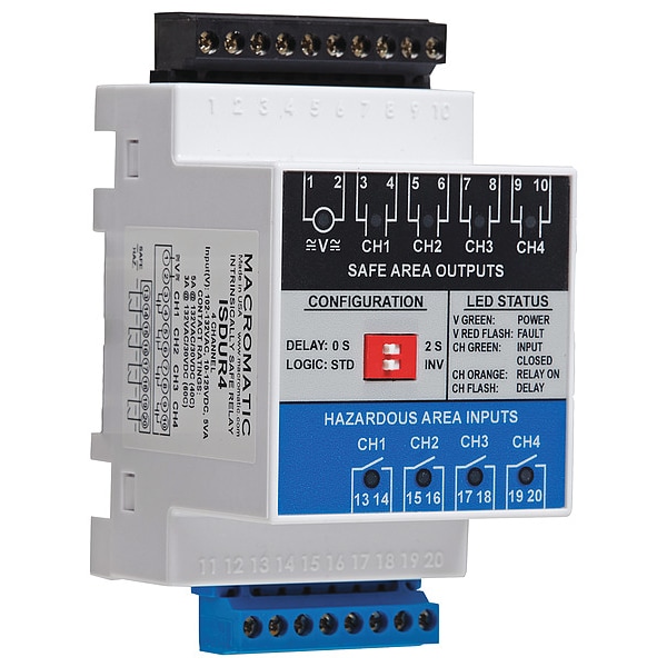 Relé de Propósito General Macromatic, 240VAC Coil Volts, Cuadrado, 0 Pin, (4) SPST-NO - ISDUR4