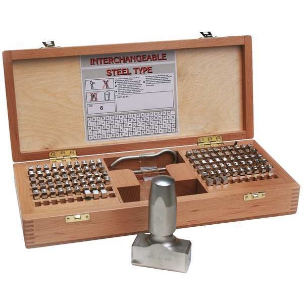 Young Bros Stamp Works Sharp Face Stamp Kit, 1/8inH, Gothic, Steel - 31069RD