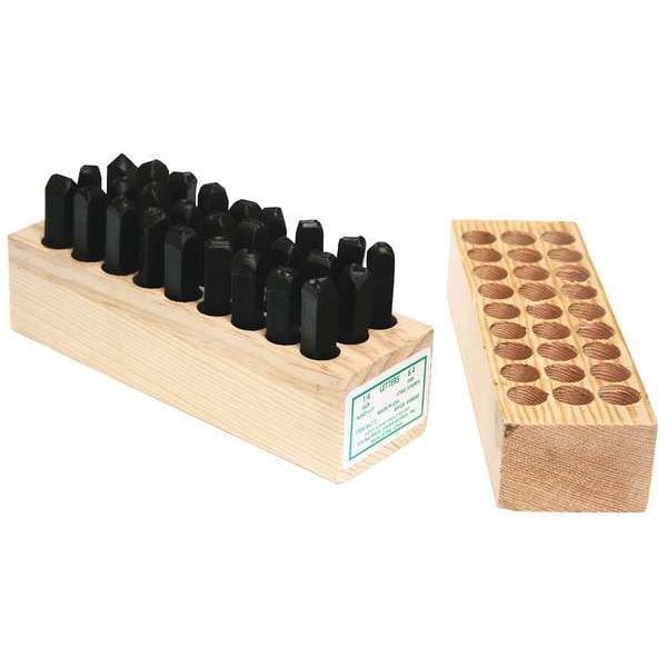 Young Bros Stamp Works Hand Cut Letter Set, 3/8in H, Gothic, Steel - 08272