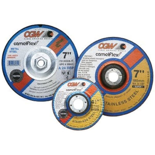 A-Solid 6in x 1/4in x 5/8-11 A24-R-BF Steel T27 Grinding Wheel, 10PK - 10038