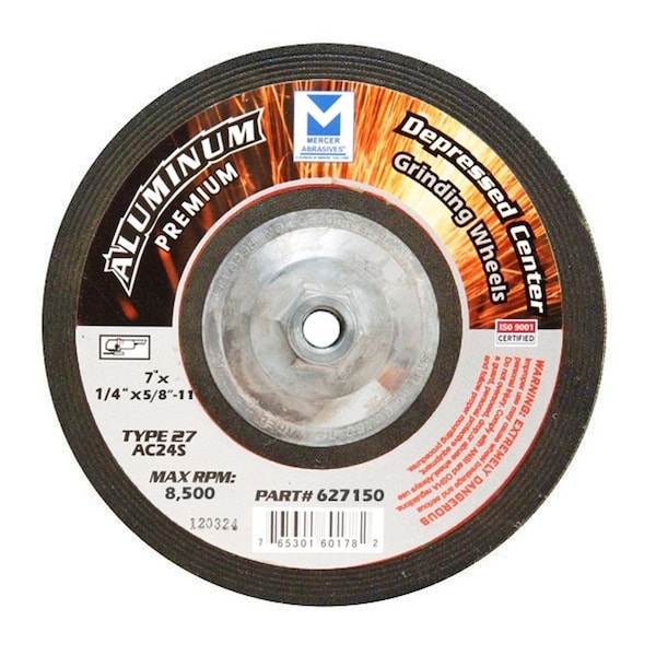Alu-Prime 7in x 1/4in x 5/8-11 T27 CA24-P-BF Grinding Wheel, 10PK - 10811