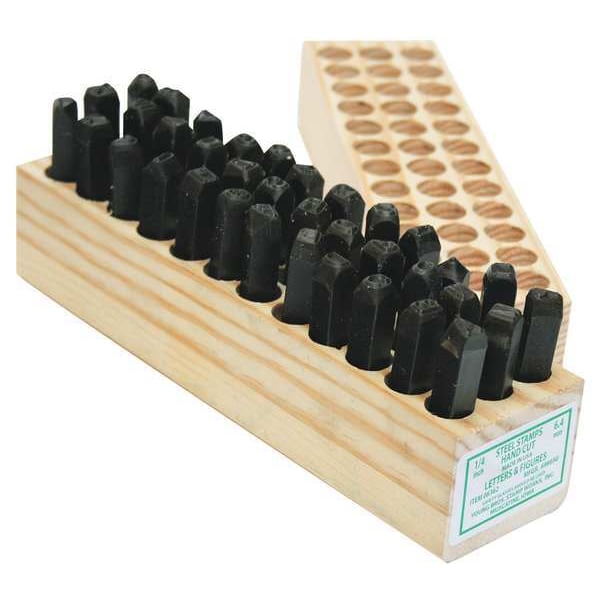 Young Bros Stamp Works Hand Cut Combo Set, 1/4in H, Gothic, Steel - 06362