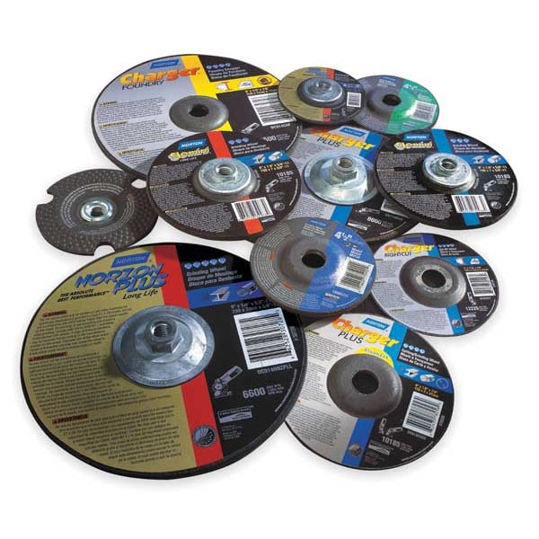 Norton Abrasives Cut-Off & Grinding Wheel, Type 27, 5 in Dia, 0.125 in Thick, 7/8 in Arbor Hole Size, Ceramic - 66252843331
