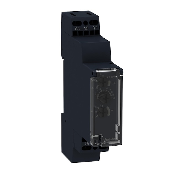 Relé multifunción Schneider Electric, Relés temporizadores Harmony, 8A, 1 contacto normalmente abierto, 0.1s a 10 h, retraso al encender, 24V DC o 24...240V AC DC - RE17RMEMU