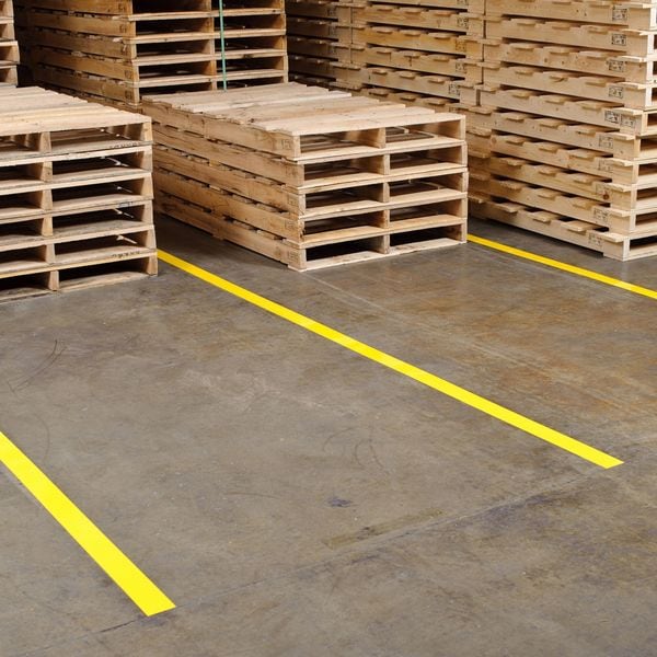 Brady Floor Marking Tape, Polyester, No Legend, Yellow, 3 in W., 8 mil Thickness - 104342