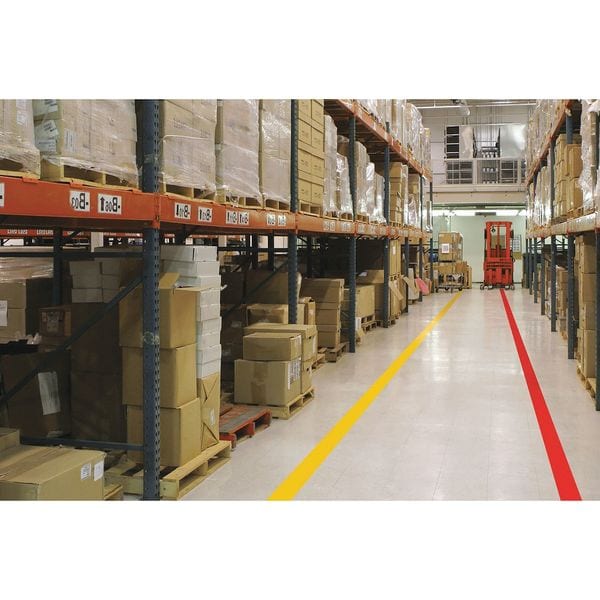 Mighty Line Floor Marking Tape, vinyl, No Legend, Yellow, 4 in W., 55 mil Thickness - 4RY