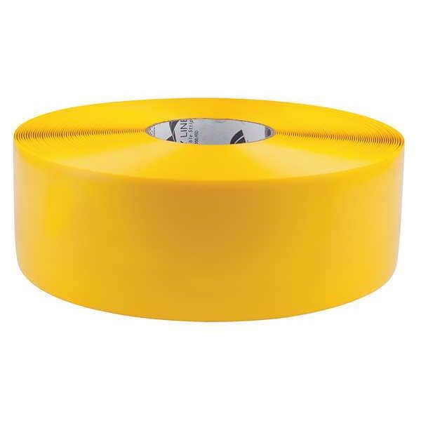 Mighty Line Floor Marking Tape, Vinyl, Solid, Yellow, 3 in W., 50 mil Thickness - 3RY