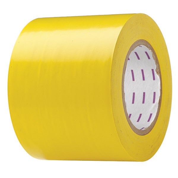 Zoro Select Floor Marking Tape, vinyl, No Legend, Yellow, 4 in W., 5 mil Thickness - 8A858