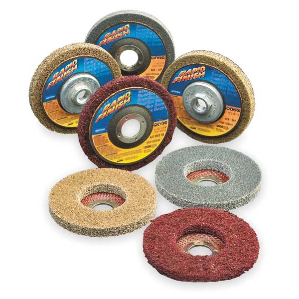 Norton Abrasives Non-Woven Depressed Center Disc, Type 27, 4 1/2 in Dia, 1/2 in Thick, 7/8 in Arbor Hole Size - 66261020546