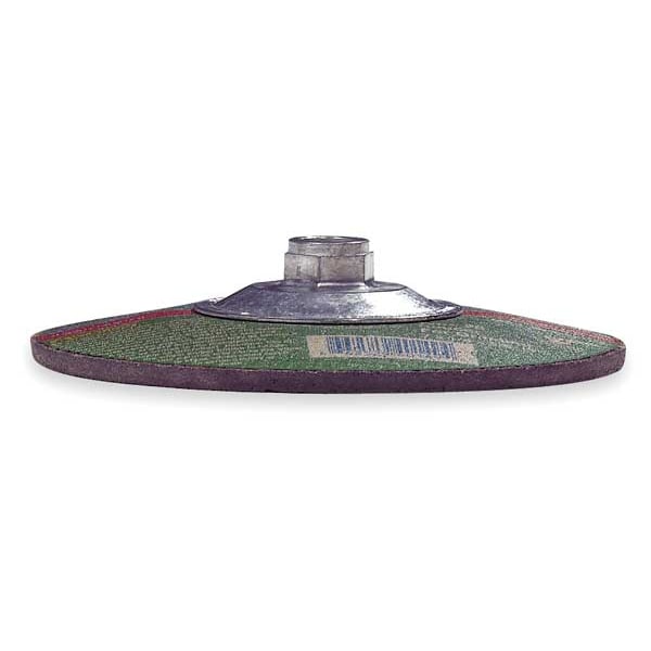 Norton Abrasives Depressed Center Grinding Wheel, Type 28, 9 in Dia, 0.25 in Thick, 5/8"-11 Arbor Hole Size, 24 Grit - 66253049106
