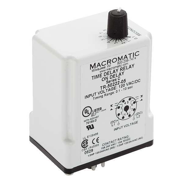 Relevador de Retardo de Tiempo Macromatic, 24VAC/DC, 10A, DPDT, 3 seg. - TR-50528-12