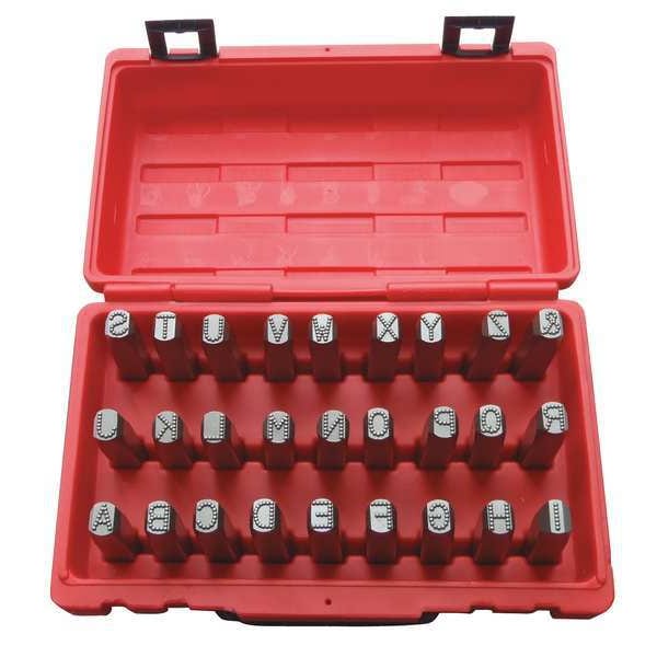 Zoro Select Hand Stamp, 1/2In Round Dotted, Letter Set - 20Y501