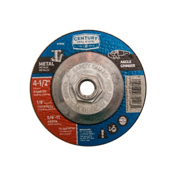 Century Drill & Tool Century Drill  Depressed Center Grinding Wheel 4-1/2" x 5/8-11"  Type 27 Aluminum Oxide - 75546