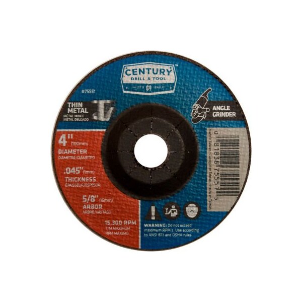 Century Drill & Tool Century Drill  75551  Depressed Center Grinding Wheel 4" x 5/8"  Type 27 Aluminum Oxide - 75551