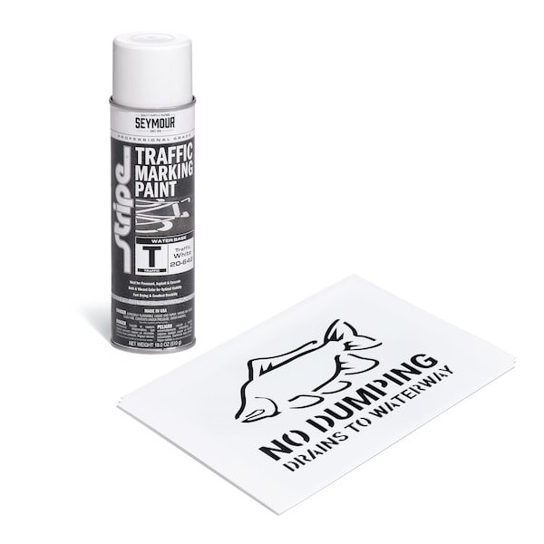 Pig Storm Drain Stencil Kit, Storm Drain Marker, 8.75in W x 12.375in L, 3PK - SGN8205
