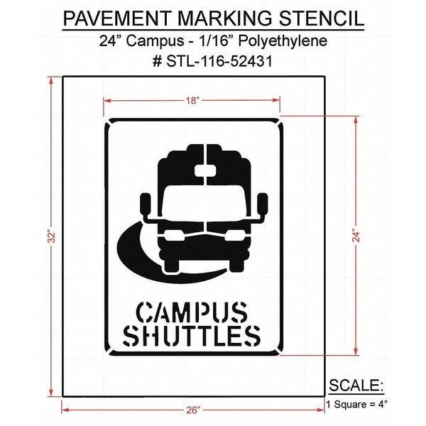 Rae Pavement Stencil, 32"H, 26"W, Bus Character - STL-116-52431