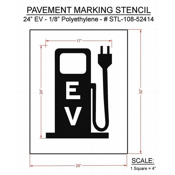 Rae Pavement Stencil, 26"W, 0.125" Thick, White - STL-108-52414