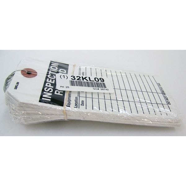Badger Tag & Label Tag, Inspection Record, 2 7/8 in W x 5 3/4 in H, Paper, Black/White, Indoor Only, Pack of 25 - 116
