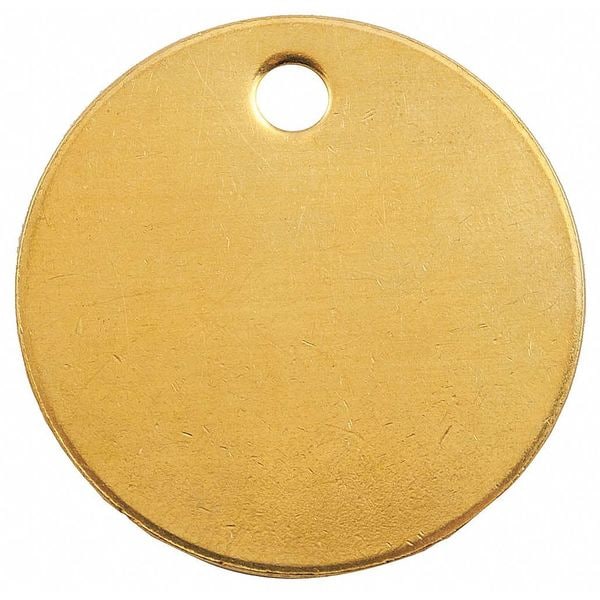 Zoro Select Blank Tag, Brass, 2 in H x 2 in W, Yellow, Round, 25 PK - 43590