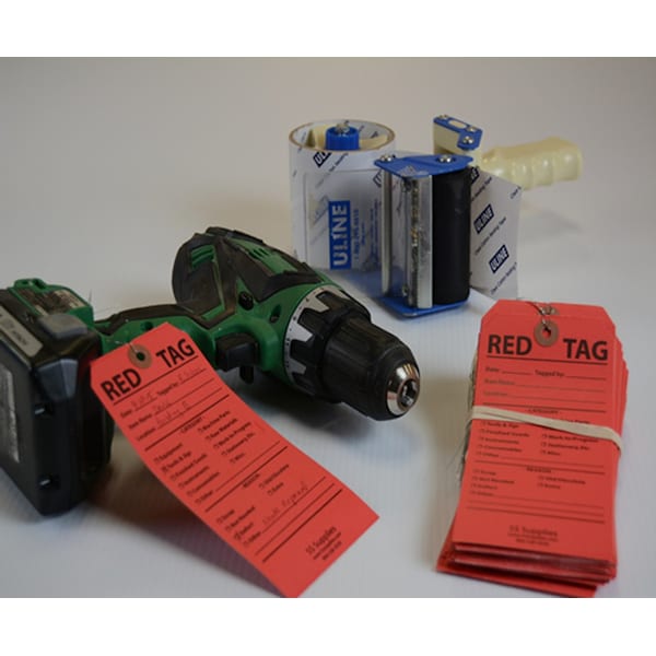 5S Supplies Red Tag, 3 1/4 in W, Red/Black, Rectangle, 100 PK - 5SRDTG-100