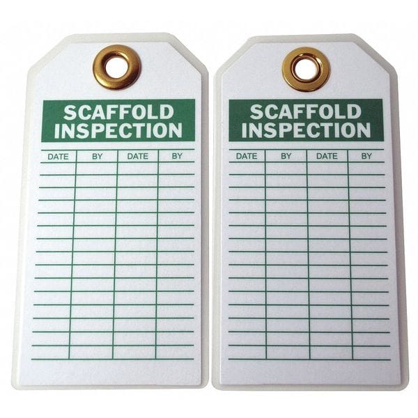 Zoro Select Tag, Scaffold, Polyester, 3 in H x 5 3/4 in W, White, Rectangle, 10 PK - 8RJ77