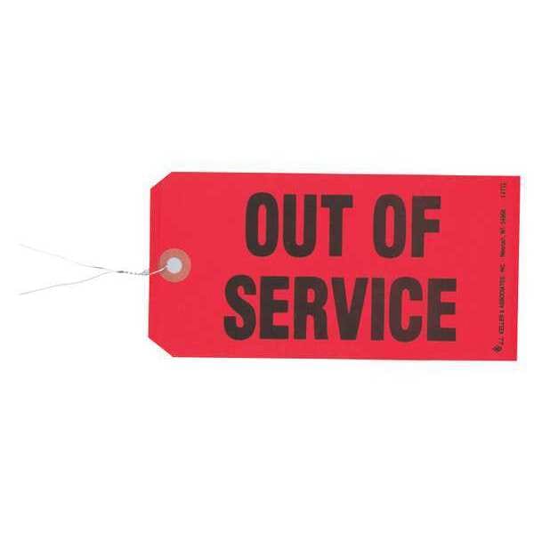 Jj Keller Tag, Out Of Service, Cardstock, 3 1/8 in H x 6 1/4 in W, Red, Rectangle, 50 PK - 676