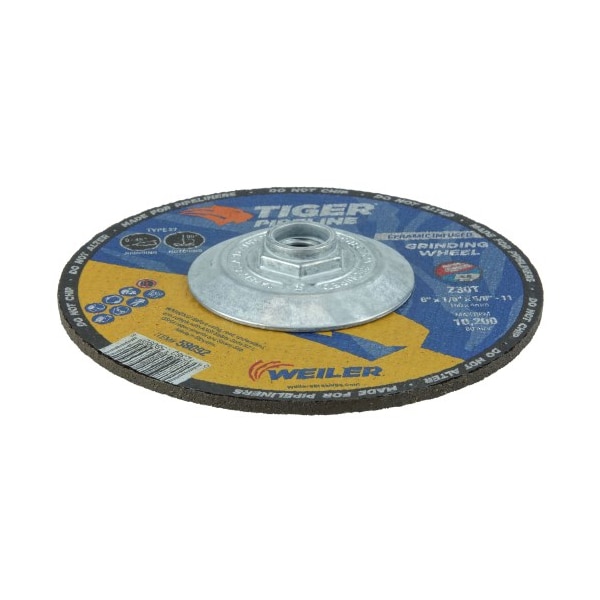 Weiler 6" x 1/8" TIGER Pipeline, Z30T, Type 27, 5/8"-11 Nut - 58092