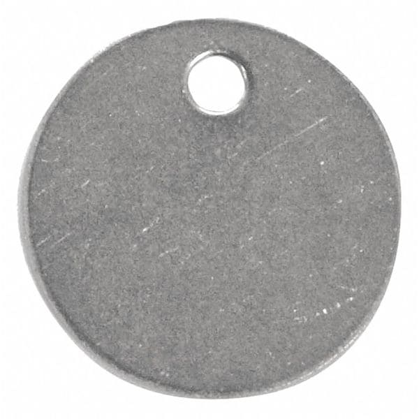 Zoro Select Blank Tag, Stainless Steel, 2 in H x 2 in W, Silver, Round, 25 PK - 43592