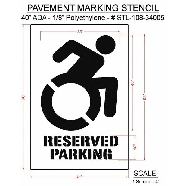 Rae Pavement Stencil, 60"H, 41"W, 0.125" Thick - STL-108-34005