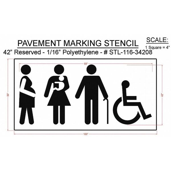 Rae Pavement Stencil, 50"H, 100"W, 0.063" Thick - STL-116-34208