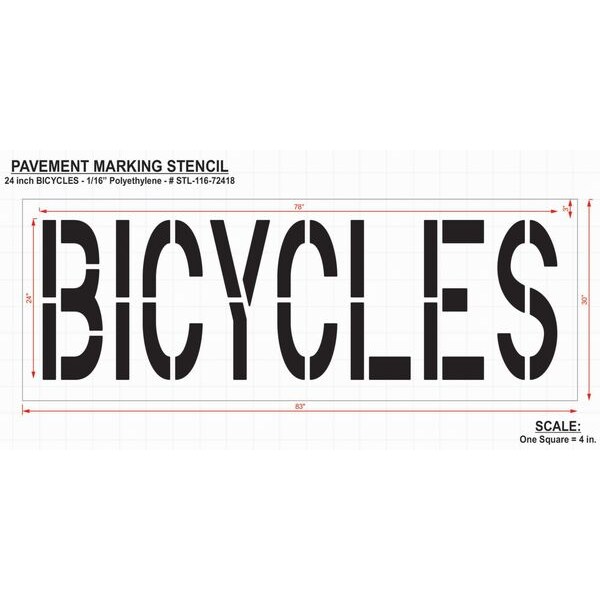 Rae Pavement Stencil, Bicycles, 24 in - STL-116-72418