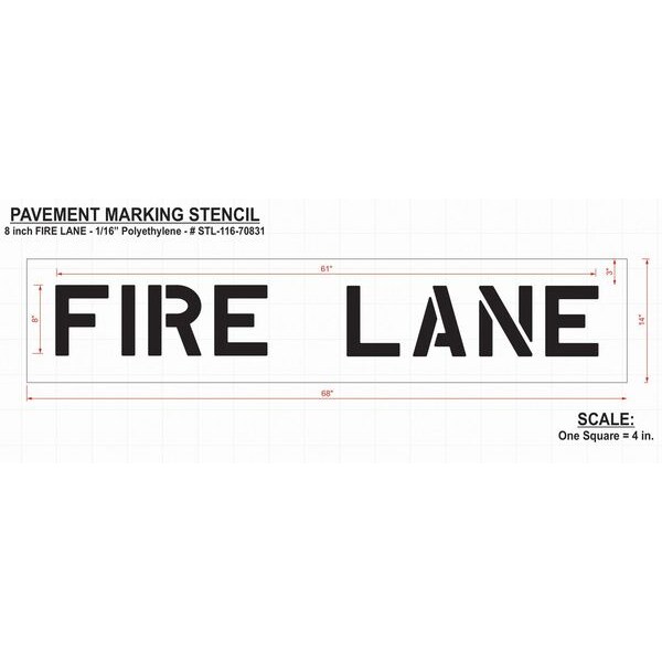 Rae Pavement Stencil, Fire Lane, 8 in - STL-116-70831