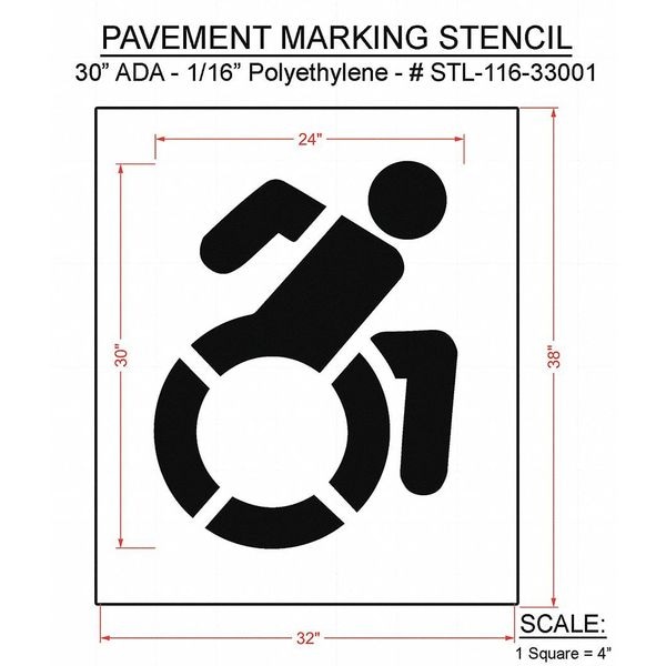 Rae Pavement Stencil, 38"H, 32"W, 0.063" Thick - STL-116-33001