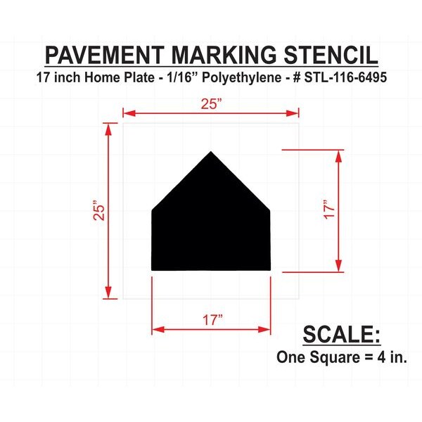 Rae Athletic Stencil, Home Plate, 17 in, 1/16 - STL-116-6495