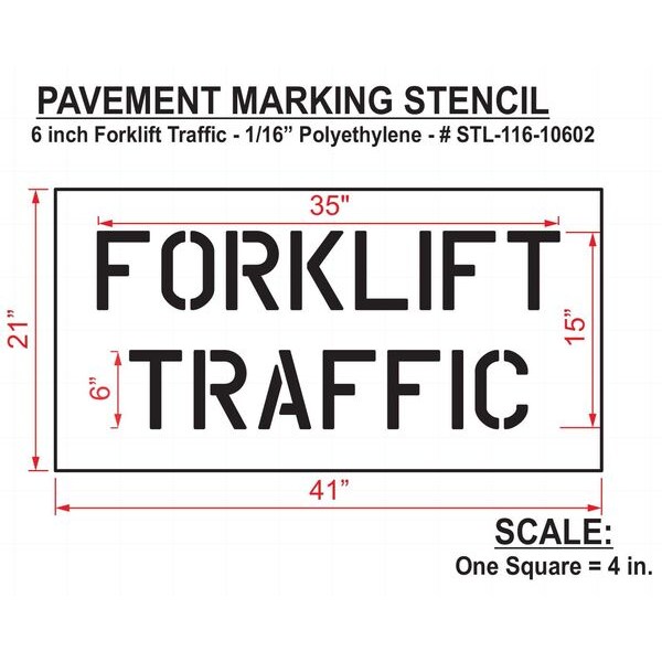 Rae Stencil, Fork Lift Traffic Area, 15 in - STL-116-10602