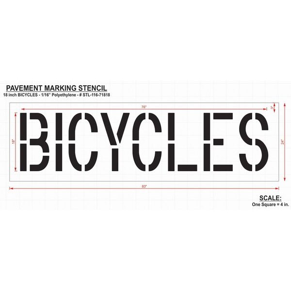 Rae Pavement Stencil, Bicycles, 18 in - STL-116-71818