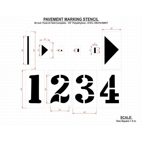 Rae Athletic Stencil, Track & Field, 36in, 1/8 - STL-108-F6100KIT