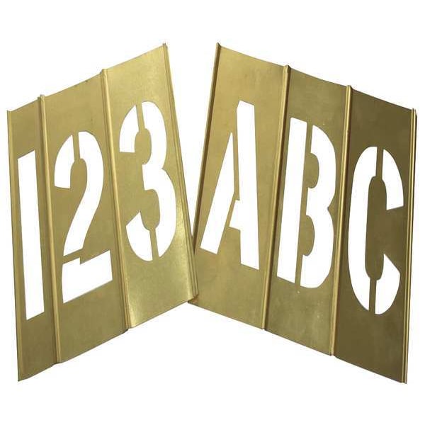Zoro Select STENCIL NUMB & LTR KIT 6 In BRASS, 92PCS - 20Y504