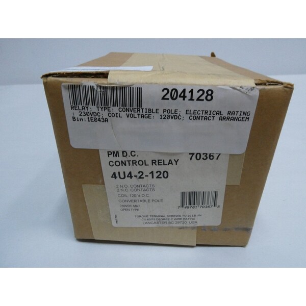 Relevador de control de CC de 120V - 70367 4U4-2-120 de Joslyn Clark