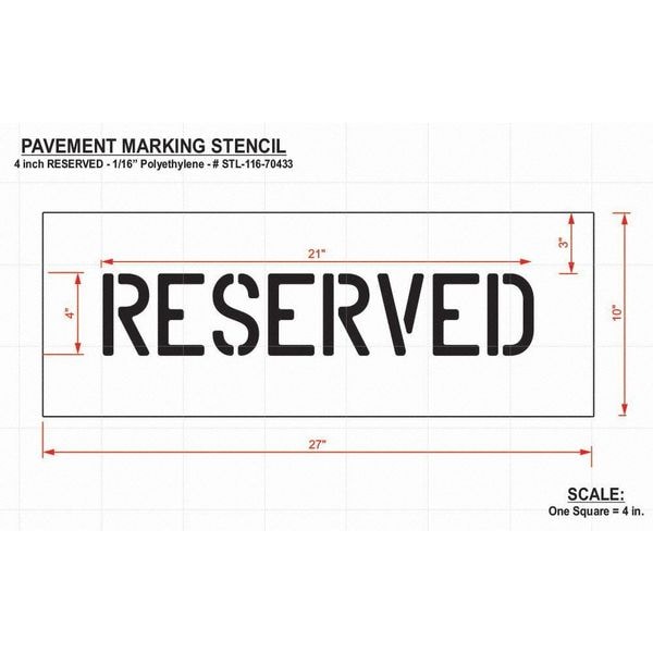 Rae Pavement Stencil, Reserved, 4 in - STL-116-70433