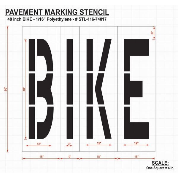 Rae Pavement Stencil, Bike, 48 in - STL-116-74817
