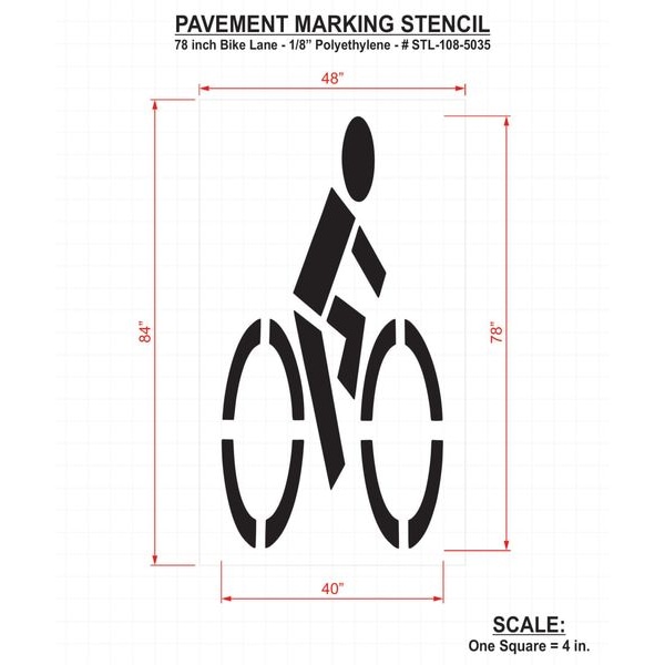 Rae Pavement Stencil, 78 in, Bike Lane, 1/8 - STL-108-5035