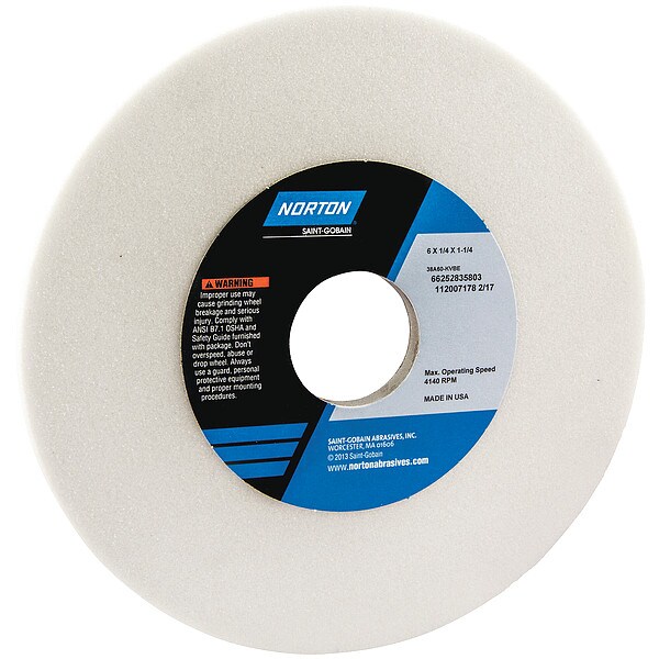 Norton Abrasives Grinding Wheel, T1, 6x1/4x1.25, AO, 60G, PK5 - 66252835803