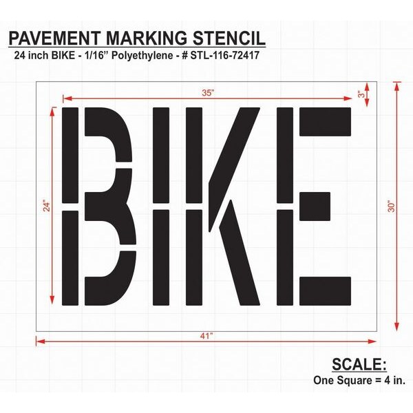 Rae Pavement Stencil, Bike, 24 in - STL-116-72417