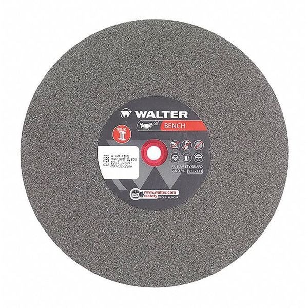 Walter Surface Technologies Grinding Wheel, T1 10"x1-1/4x1" 60g Fine - 12E657