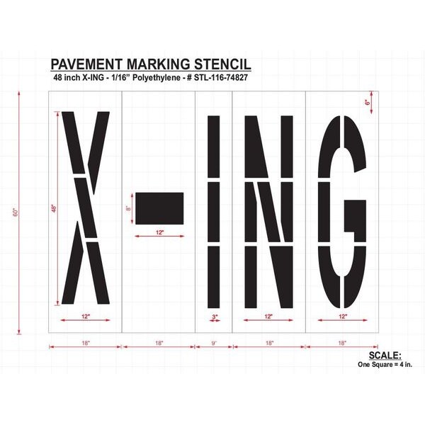 Rae Pavement Stencil, X-ing, 48 in - STL-116-74827