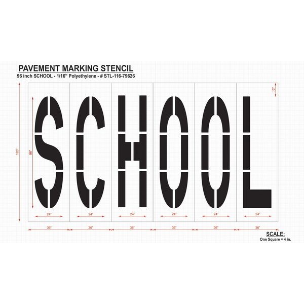 Rae Pavement Stencil, School, 96 in - STL-116-79623
