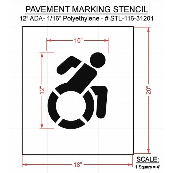 Rae Pavement Stencil, 20"H, 18"W, 0.063" Thick - STL-116-31201